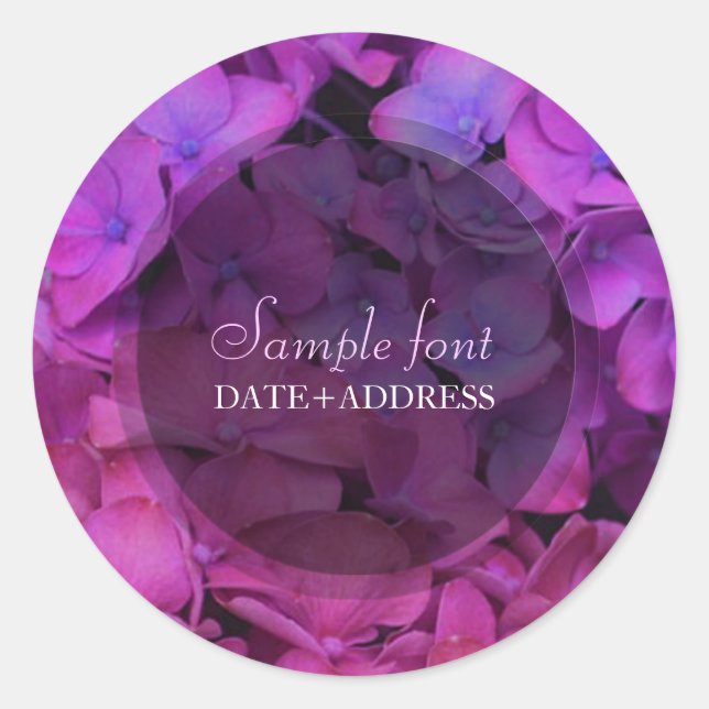 Sticker Rond PixDezines hortensia bleu/couleur de fond diy (Devant)