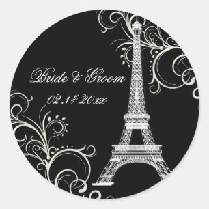 Sticker Rond PixDezines La Tour Eiffel+Fils/do-it-yourself coul