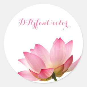 Sticker Rond PixDezines lotus rose/Arrière-plan DIY