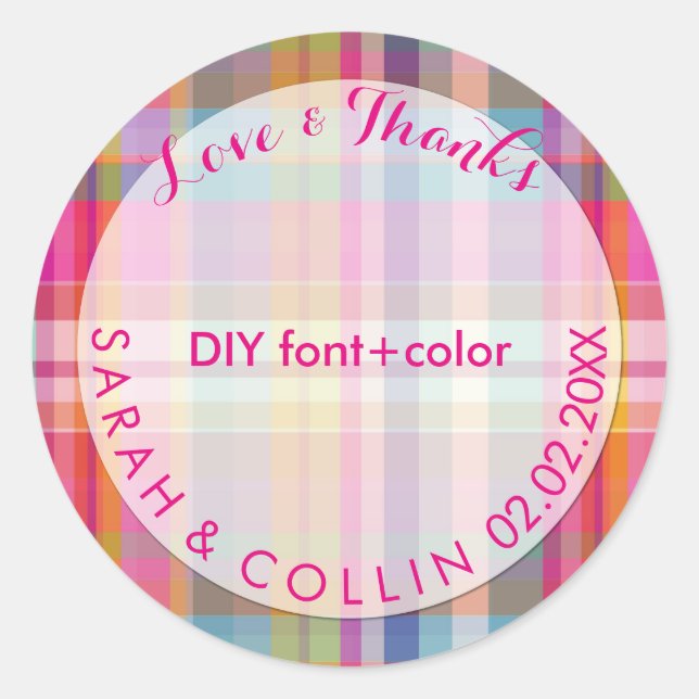 Sticker Rond PixDezines malibu plaid (Devant)