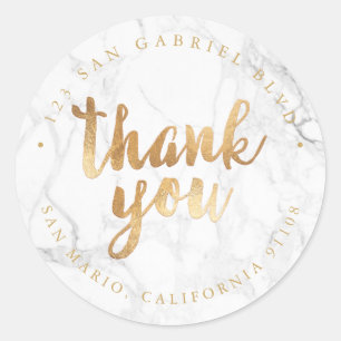 Sticker Rond PixDezines Marbre Faux Gold Brush ScriptMerci
