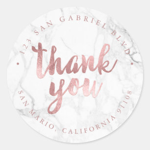 Sticker Rond PixDezines Marbre Faux Rose Merci or
