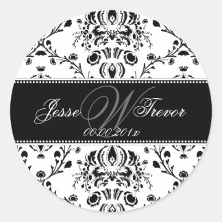 Sticker Rond PixDezines Monogram Dolcè Damask, do-it-yourself c