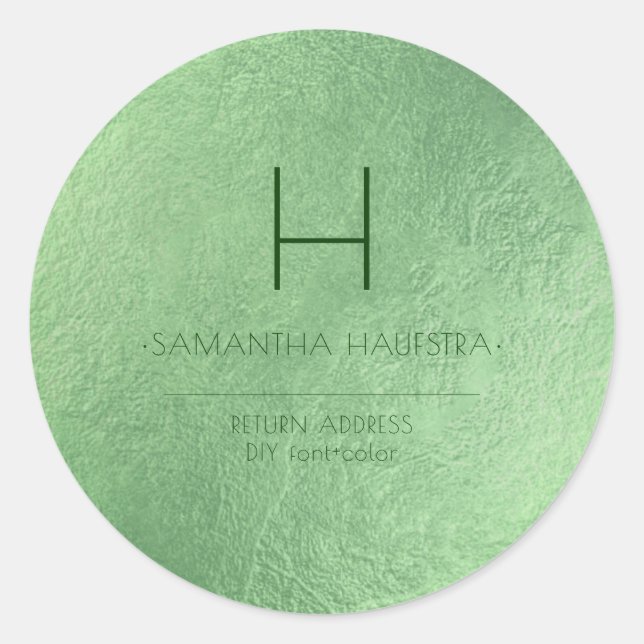 Sticker Rond PixDezines Monogram Iridescente Emerald Green (Devant)