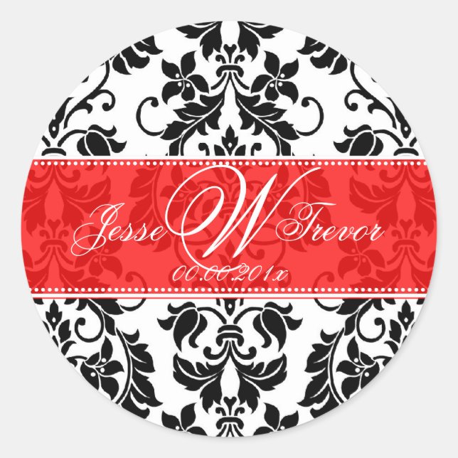 Sticker Rond PixDezines Monogram Tanza Damask, do-it-yourself a (Devant)