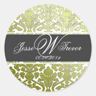 Sticker Rond PixDezines monogramme de la flore damask, couleur 