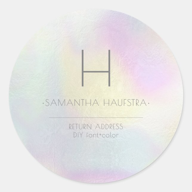 Sticker Rond PixDezines Monogramme Holographique Faux Foil (Devant)