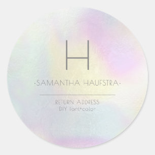 Sticker Rond PixDezines Monogramme Holographique Faux Foil
