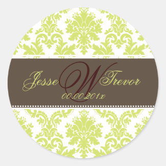 Sticker Rond PixDezines monogramme paloma damask, do-it-yoursel