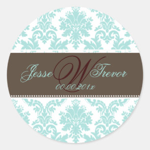 Sticker Rond PixDezines monogramme paloma damask, do-it-yoursel