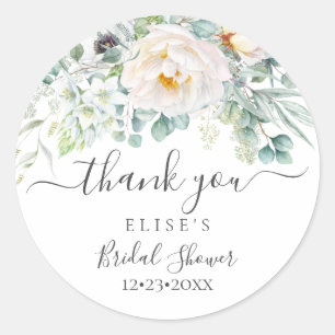 Sticker Rond PixDezines Monogramme Pivoines Anémone Aquarelle