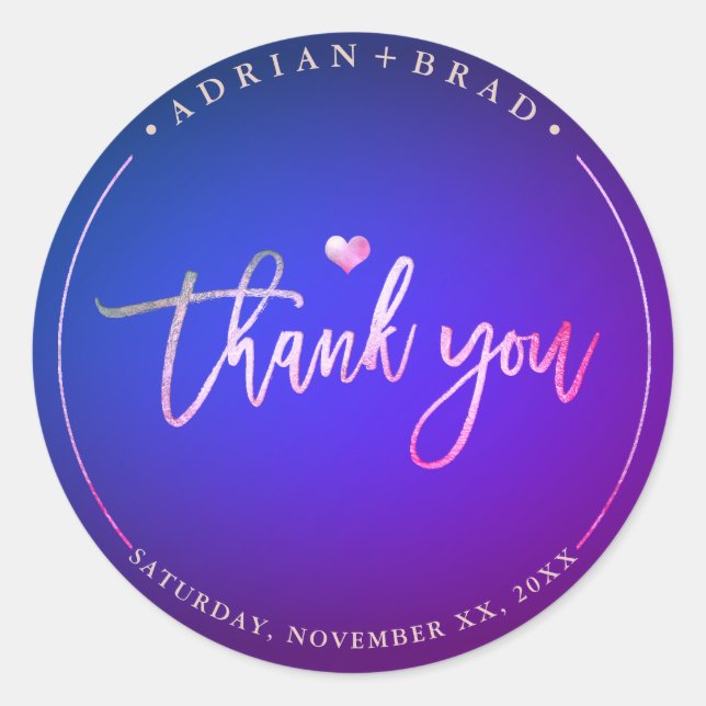 Sticker Rond PixDezines Neon Glow Merci+Navy Blue (Devant)