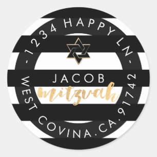 Sticker Rond PixDezines noir+blanc rayures mitzvah retour ajout