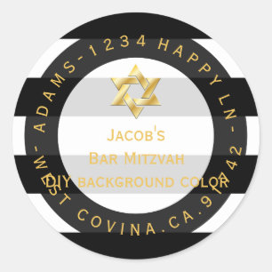 Sticker Rond PixDezines noir+blanc rayures mitzvah retour ajout