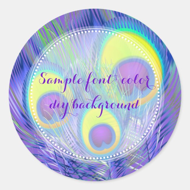 Sticker Rond PixDezines Peacock Feather/do-it-yourself couleur  (Devant)