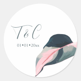 Sticker Rond PixDezines PixDezines Pink Blue Anthurium Foliage