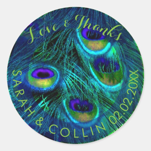 Sticker Rond PixDezines plumes de paon (Devant)