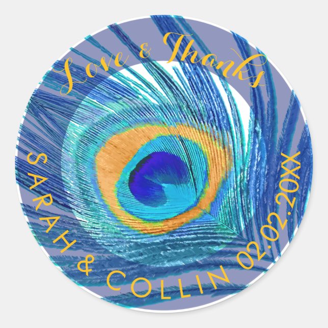 Sticker Rond PixDezines plumes de paon (Devant)