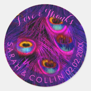 Sticker Rond PixDezines plumes de paon