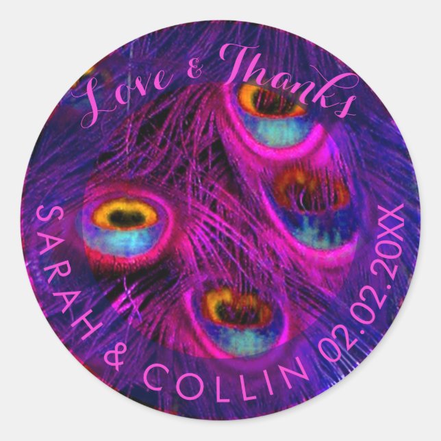 Sticker Rond PixDezines plumes de paon (Devant)