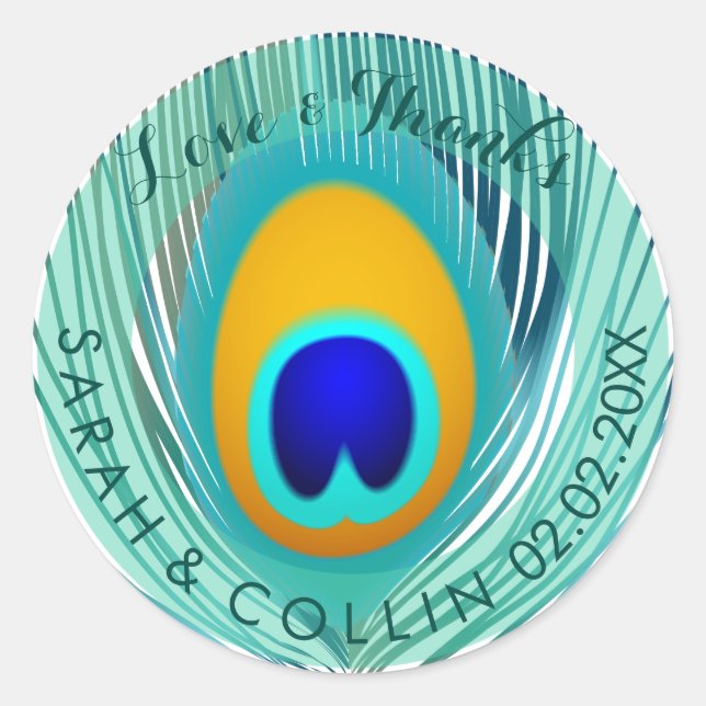 Sticker Rond PixDezines plumes de paon (Devant)