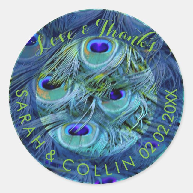 Sticker Rond PixDezines plumes de paon (Devant)