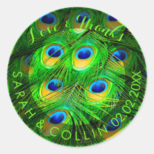 Sticker Rond PixDezines plumes de paon