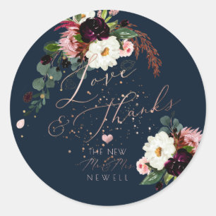 Sticker Rond PixDezines Romance Épanoui, Remerciement à l'aquar