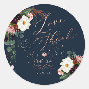 Sticker Rond PixDezines Romantisme Ému, Amour à l'aquarelle+Mer