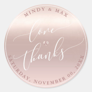 Sticker Rond PixDezines ROSE OR GRADIENT LOVE+MERCI