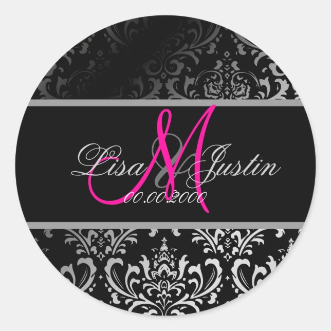 Sticker Rond PixDezines Rossi Damask, couleur personnalisée! !  (Devant)