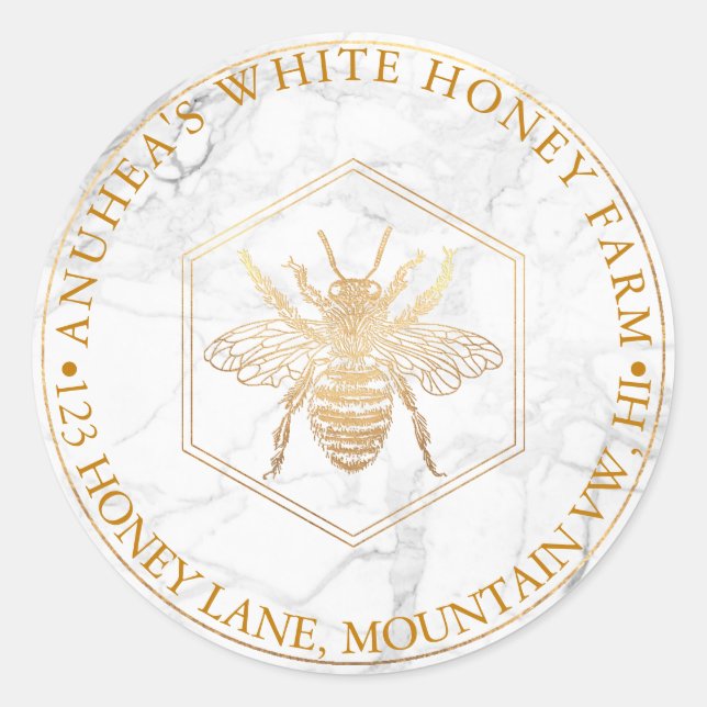 Sticker Rond PixDezines Sweet Honeycomb, Bees Farm (Devant)