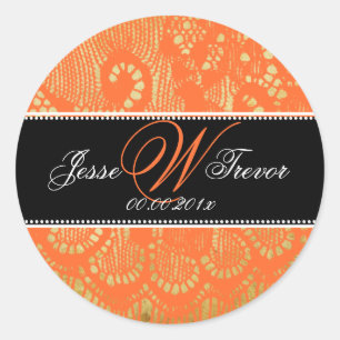 Sticker Rond PixDezines tangerine dentelle vintage