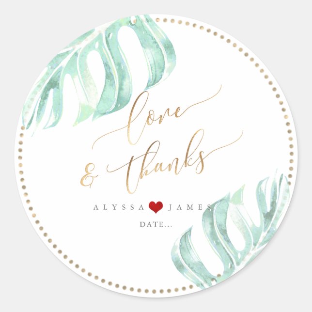 Sticker Rond PixDezines Verdure, Monstera Vert (Devant)