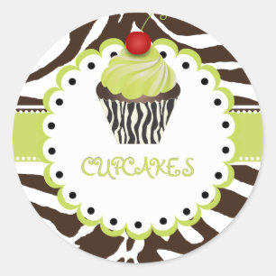 Sticker Rond PixDezines zebra+cupcake/do-it-yourself couleur