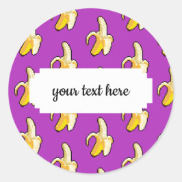 Sticker Rond Pixel Art Prêt À Manger Motif Banane Jaune