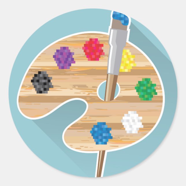 Sticker Rond Pixel art vectoriel Artistes Palette (Devant)