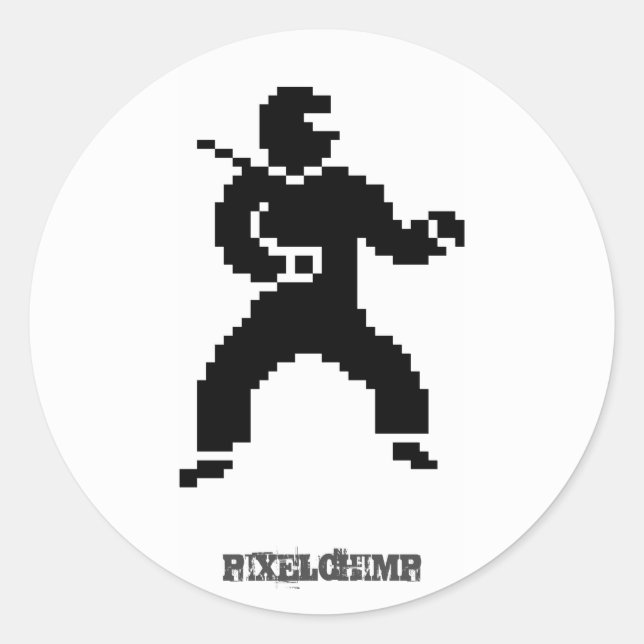 Sticker Rond Pixel côté Ninja (Devant)