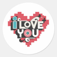 Pixel Heart Je t'aime Typographie Rétro