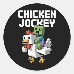 Sticker Rond Pixel Jockey Poulet Drôle