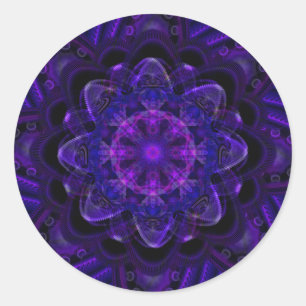 Sticker Rond Pixel UV pourpre foncé de fractale en spirale de