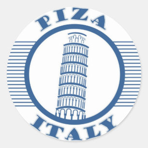 STICKER ROND PIZA ITALIE BLEU