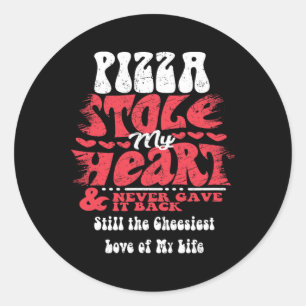 Sticker Rond Pizza a volé mon cœur ~ Drôle de Saint-Valentin