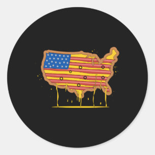 Sticker Rond Pizza américaine Drapeau 4 juillet