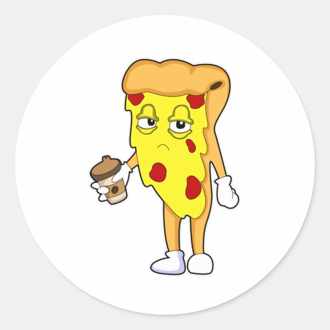 Sticker Rond Pizza au fromage et café Salami (Devant)