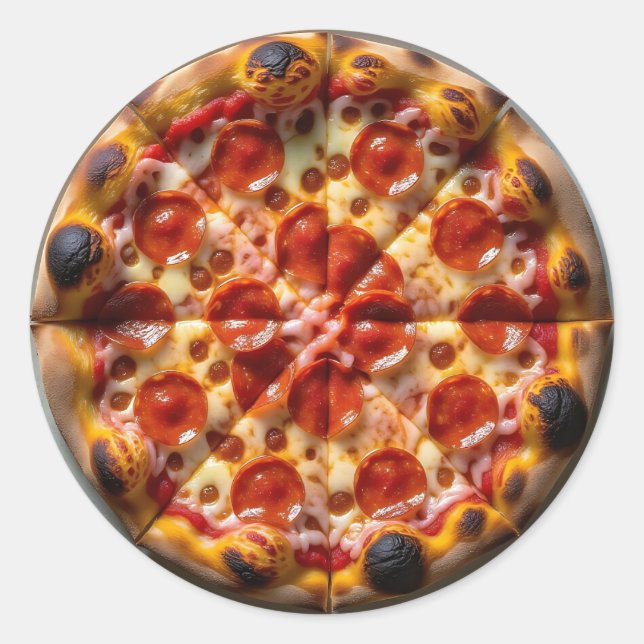 Sticker Rond Pizza au pepperoni et fromage (Devant)
