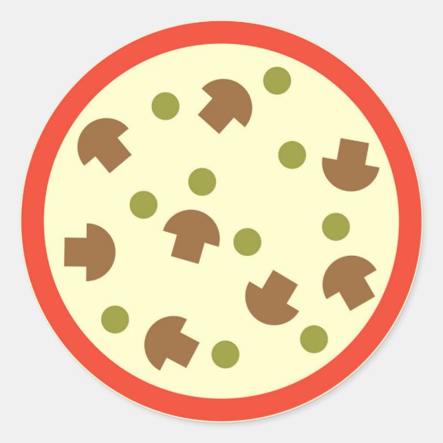 Sticker Rond Pizza aux champignons Olives Sauce tomate au froma (Devant)