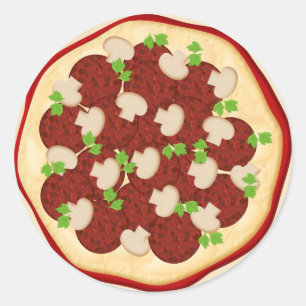 Sticker Rond Pizza avec pepperoni