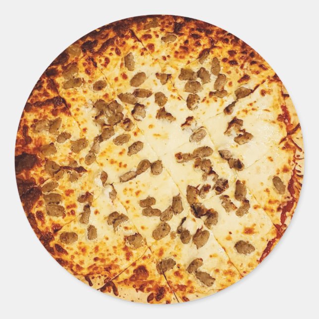 Sticker Rond Pizza classique au fromage et à la saucisse (Devant)