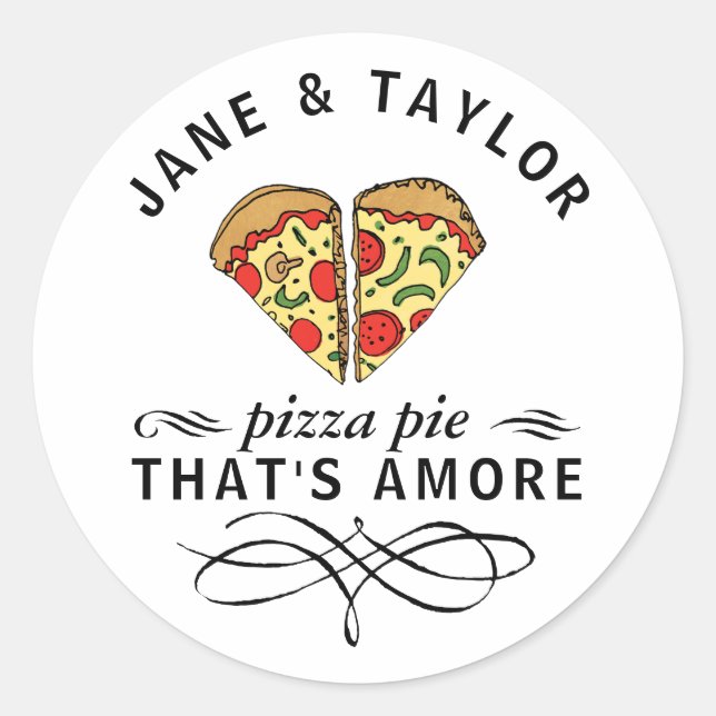 Sticker Rond Pizza d'amour personnalisée (Devant)